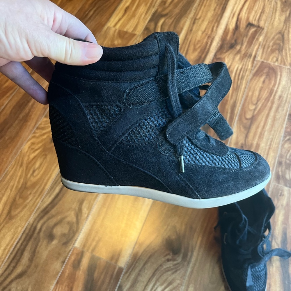 Madden Girl Black Athletic Wedge Sneakers